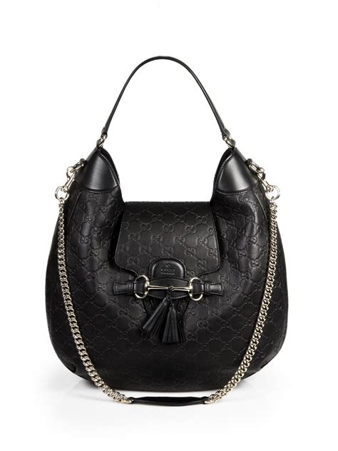 gucci emily logo leather hobo bag|Gucci hobo bag vintage black.